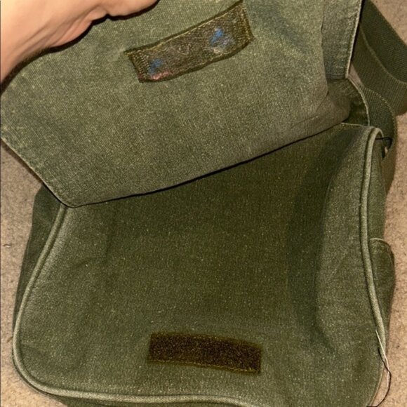 Y2k Green Vintage Canvas Shoulder Bag With Graphic Print - Picture 3 of 9